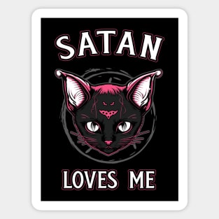 Satan Loves Me Funny Satanic Kitty Goth Sticker